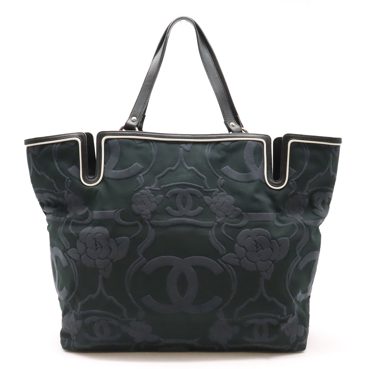 Chanel Canvas/Leather Camellia Coco Mark 2way Tote Bag