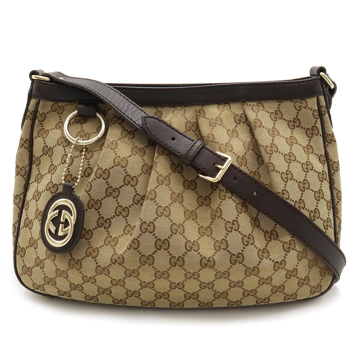 Gucci GG Canvas Sukey Shoulder Bag Leather 296834