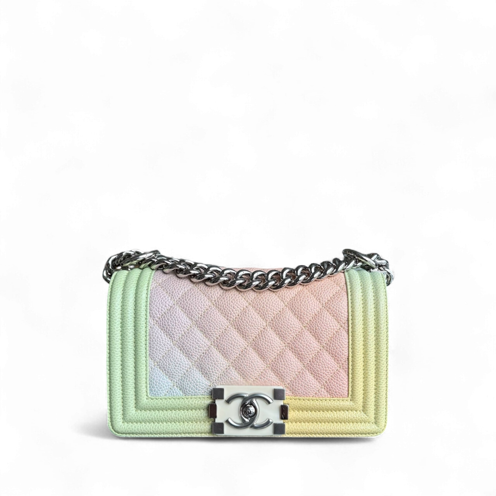 Chanel Boy Small - Caviar 20CM Quilted Raibow Limited Edition Series 25