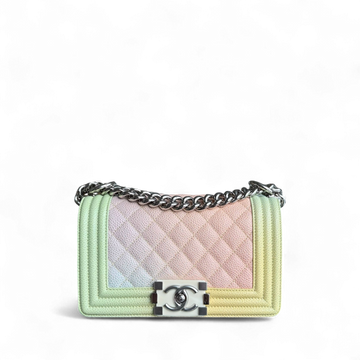 Chanel Boy Small - Caviar 20CM Quilted Raibow Limited Edition Series 25