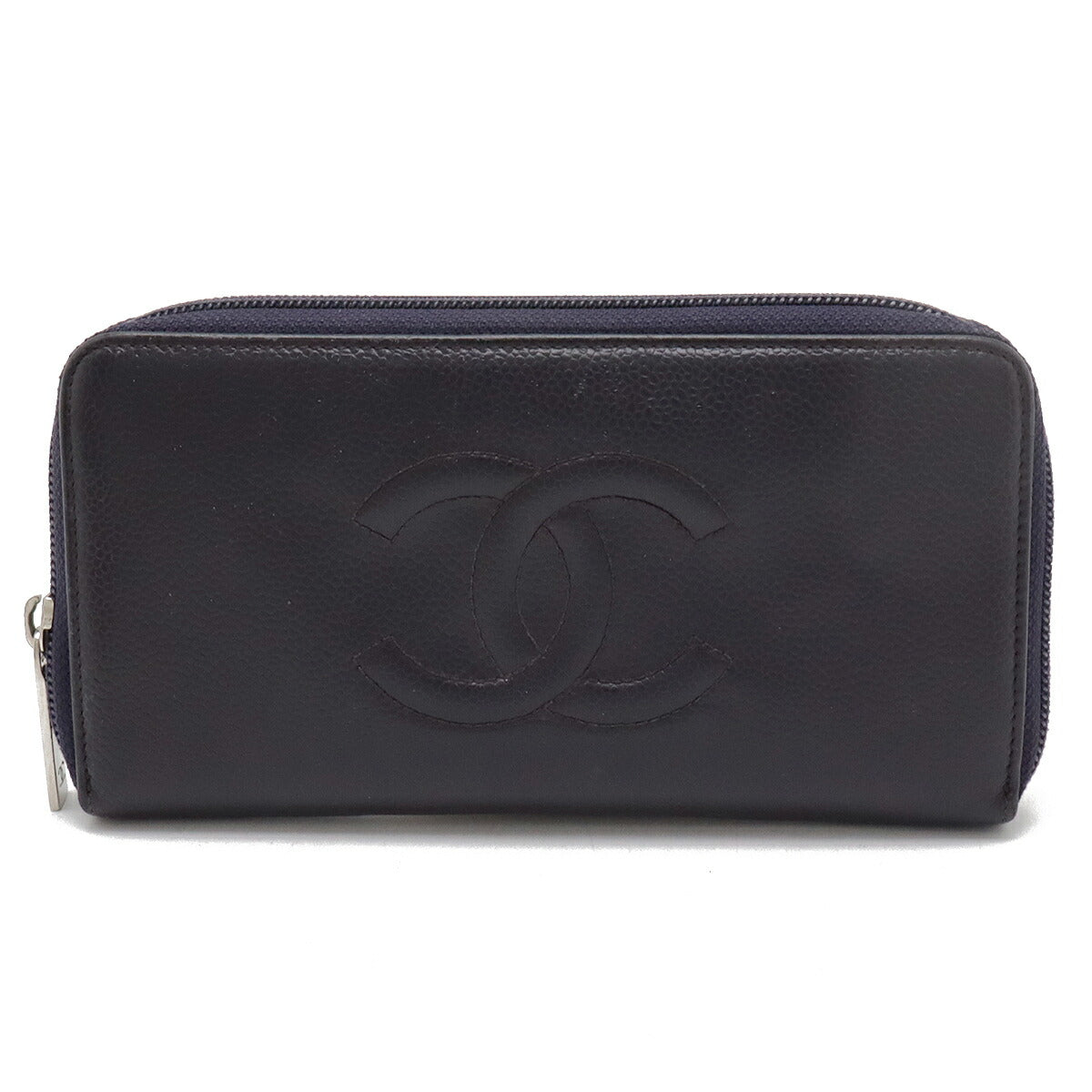 Chanel Caviar Skin Coco Mark Zip Long Wallet A50071