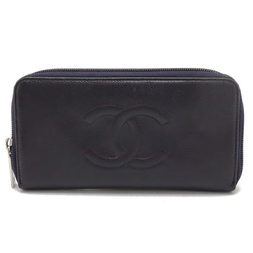 Chanel Caviar Skin Coco Mark Zip Long Wallet A50071