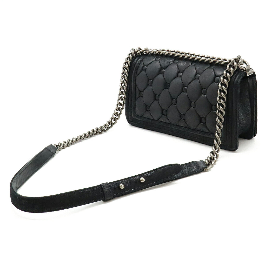 Chanel Suede Leather Boy Chanel Chain Shoulder Bag
