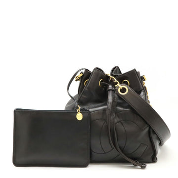 Chanel Calfskin Coco Mark Shoulder Bag Black with Gold Hardware
