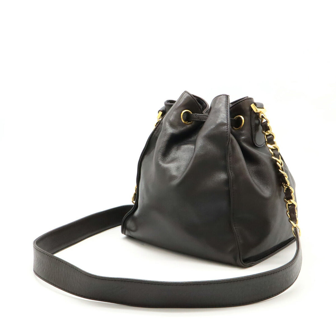 Chanel Calfskin Coco Mark Shoulder Bag Black with Gold Hardware