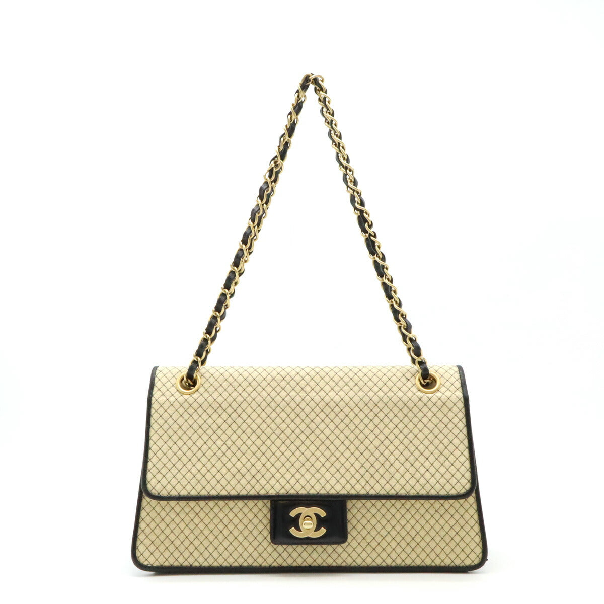 Chanel Cotton Jersey/Enamel Micro Quilting Coco Mark Chain Shoulder Bag Shoulder Bag