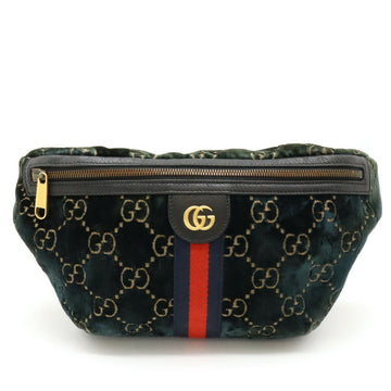 Gucci GG Velvet Shearling Line Belt Bag 574968 Leather Green