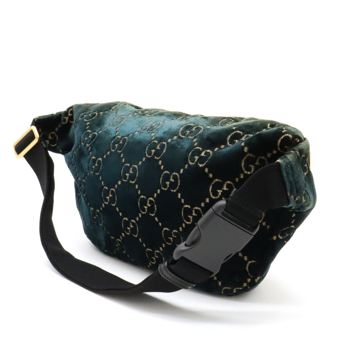 Gucci GG Velvet Shearling Line Belt Bag 574968 Leather Green