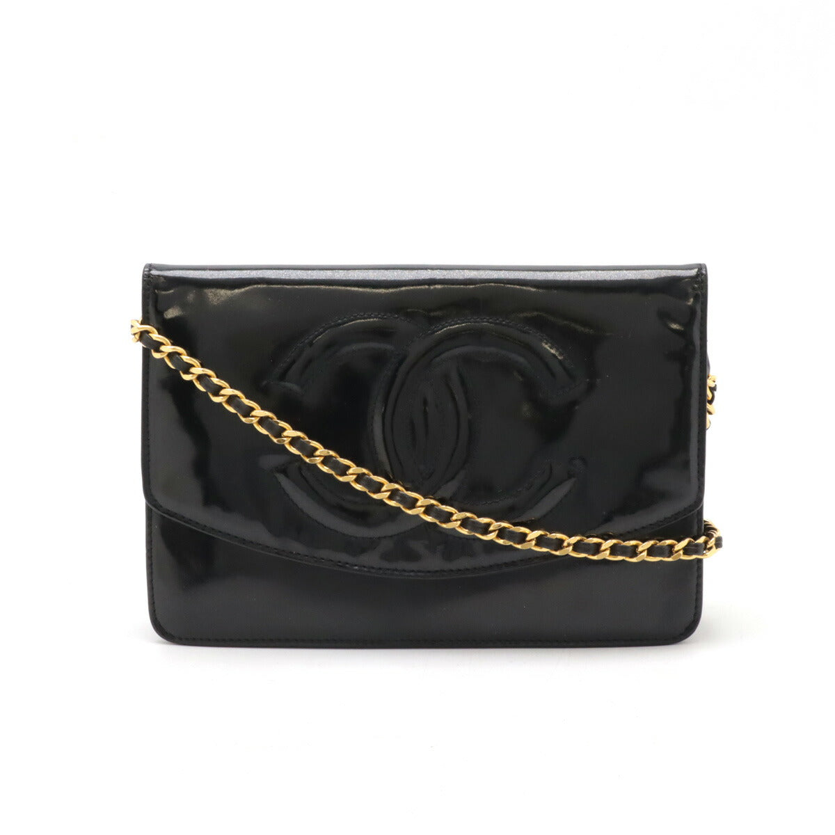 Chanel Patent Leather Coco Mark Chain Wallet Shoulder Bag A13509