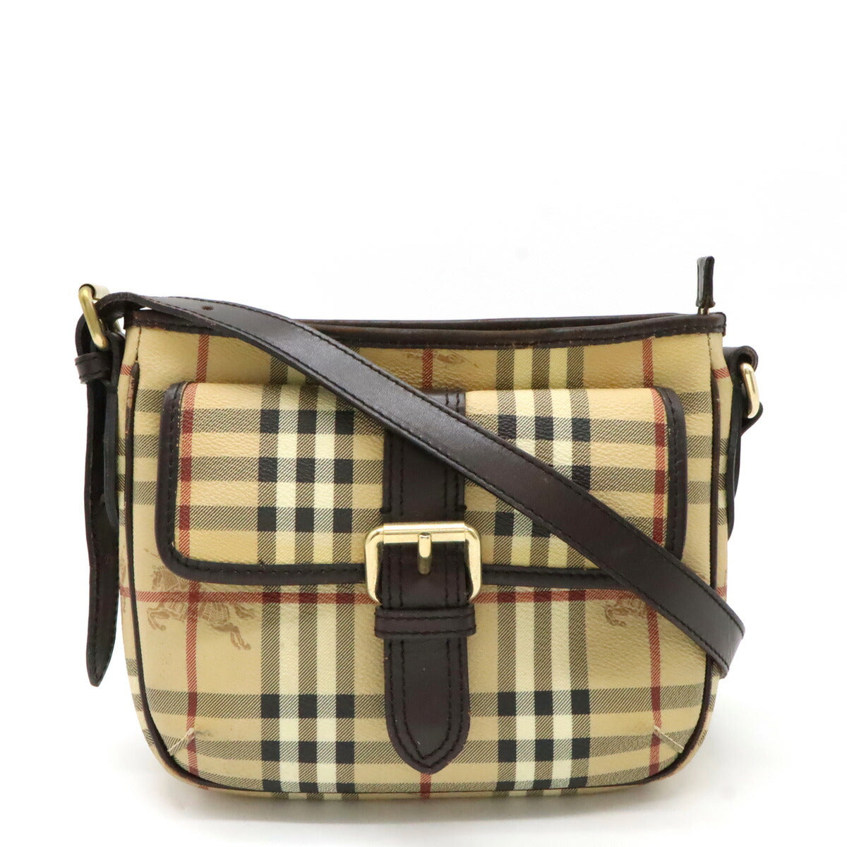 Burberry PVC Leather Shadow Horse Nova Check Shoulder Bag