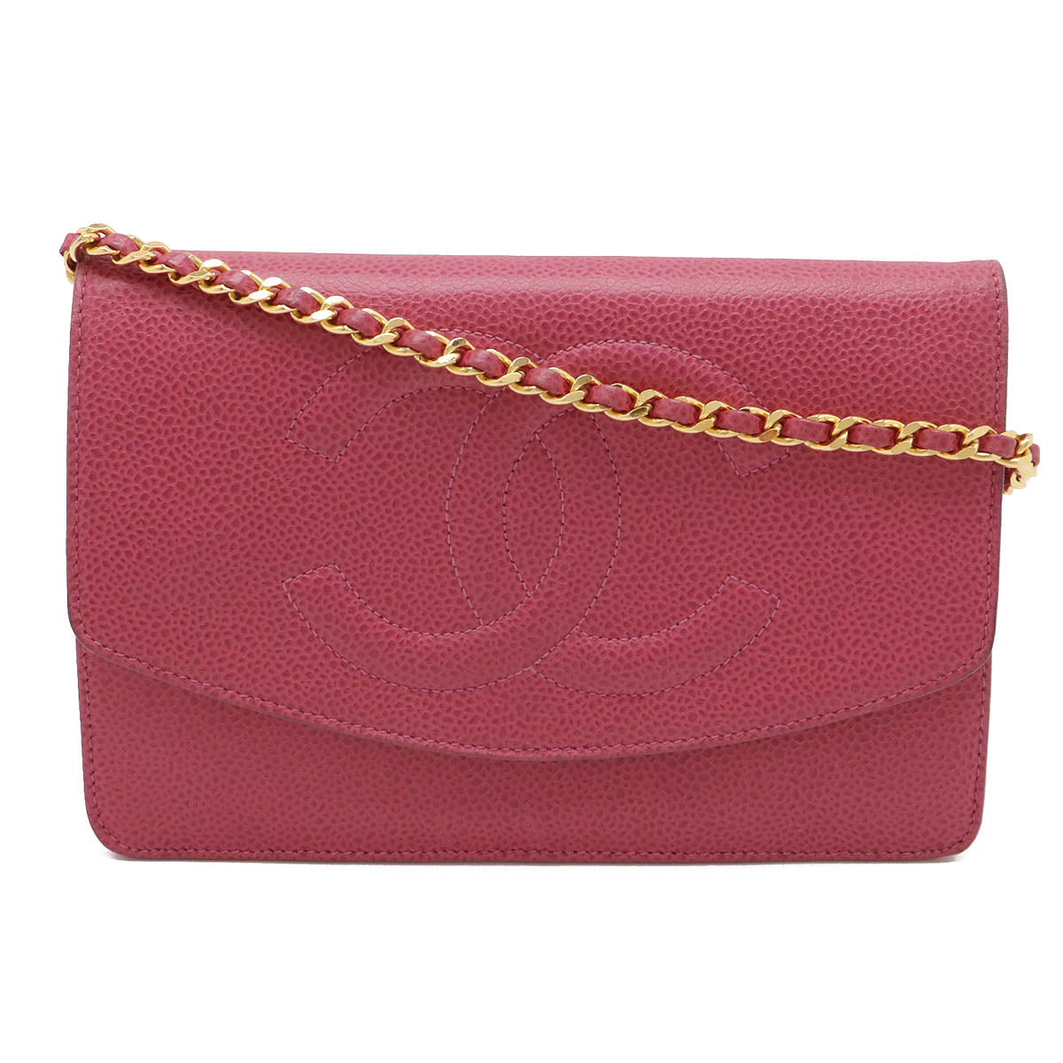 Chanel Caviar Leather Coco Mark Chain Wallet 2way Shoulder Bag A13509