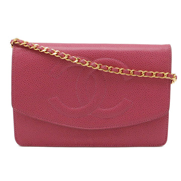 Chanel Caviar Leather Coco Mark Chain Wallet 2way Shoulder Bag A13509
