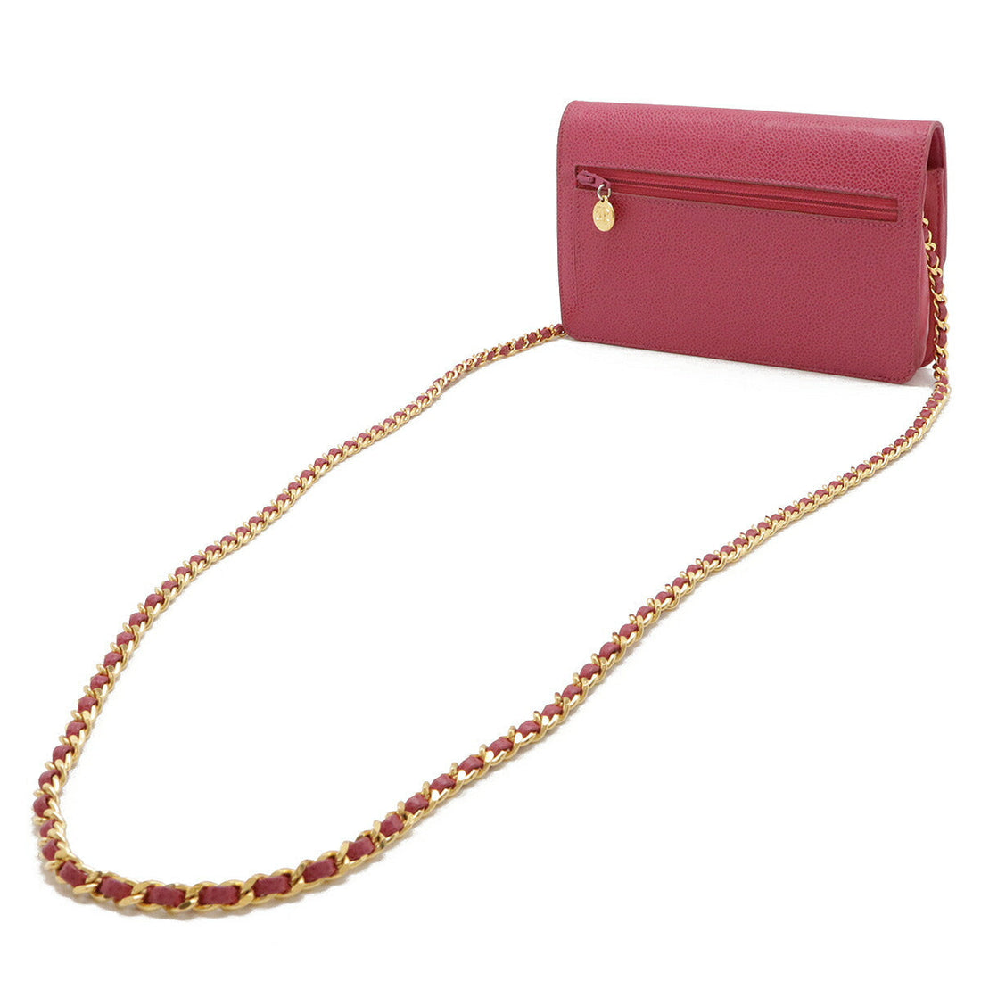 Chanel Caviar Leather Coco Mark Chain Wallet 2way Shoulder Bag A13509