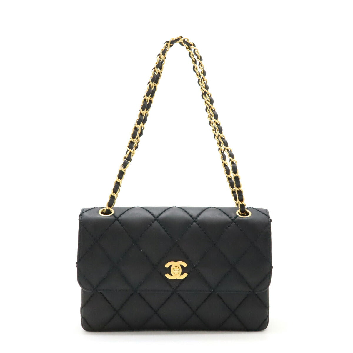 Chanel Wild Stitch Matelasse Coco Mark 2way Shoulder Bag Leather Handbag