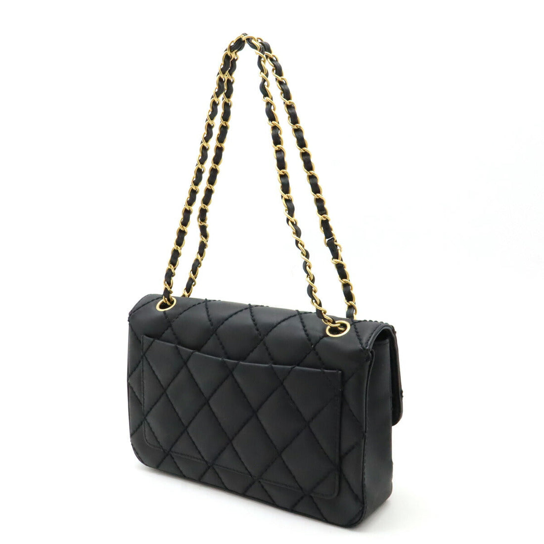 Chanel Wild Stitch Matelasse Coco Mark 2way Shoulder Bag Leather Handbag