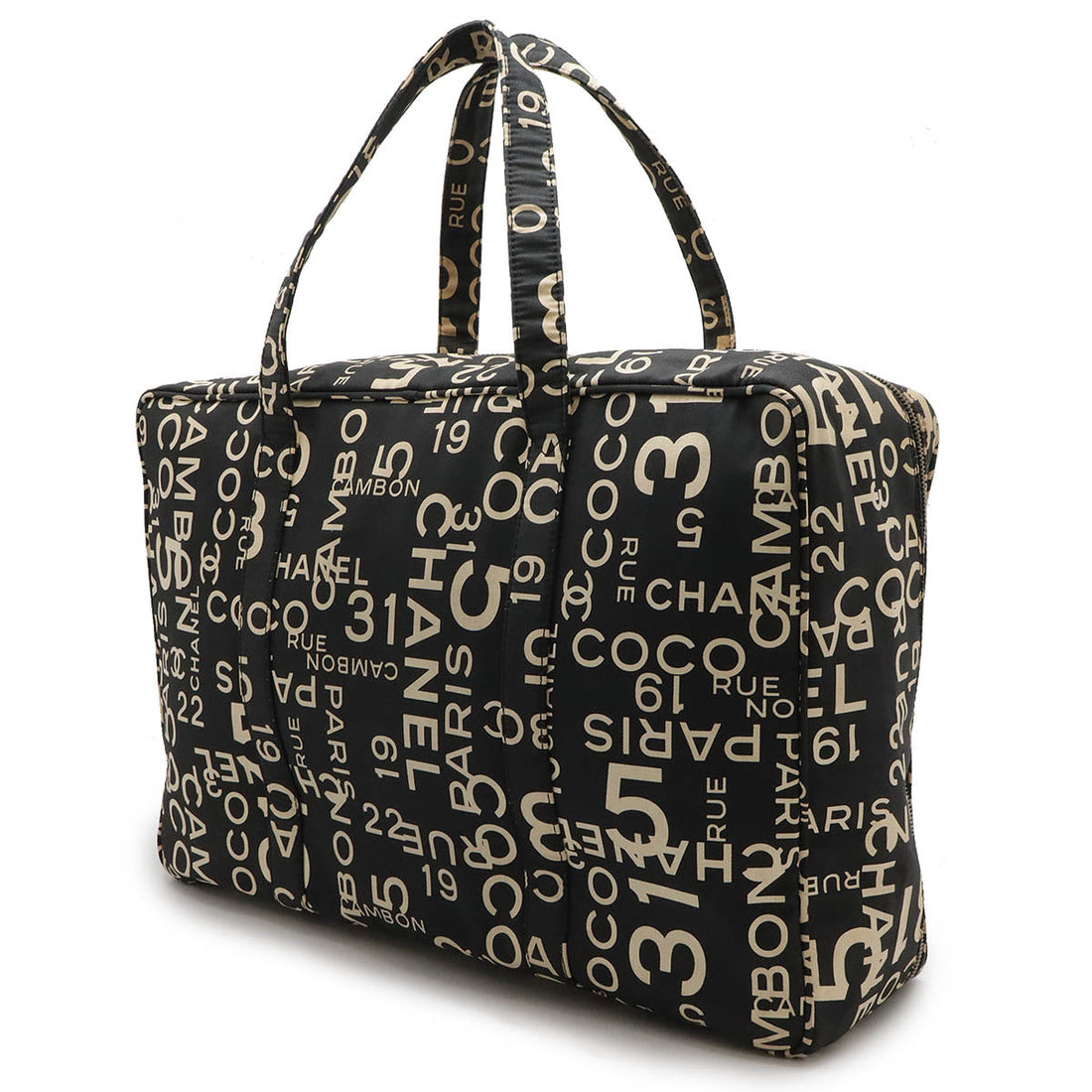 Chanel Canvas Logo Boston Tote Bag