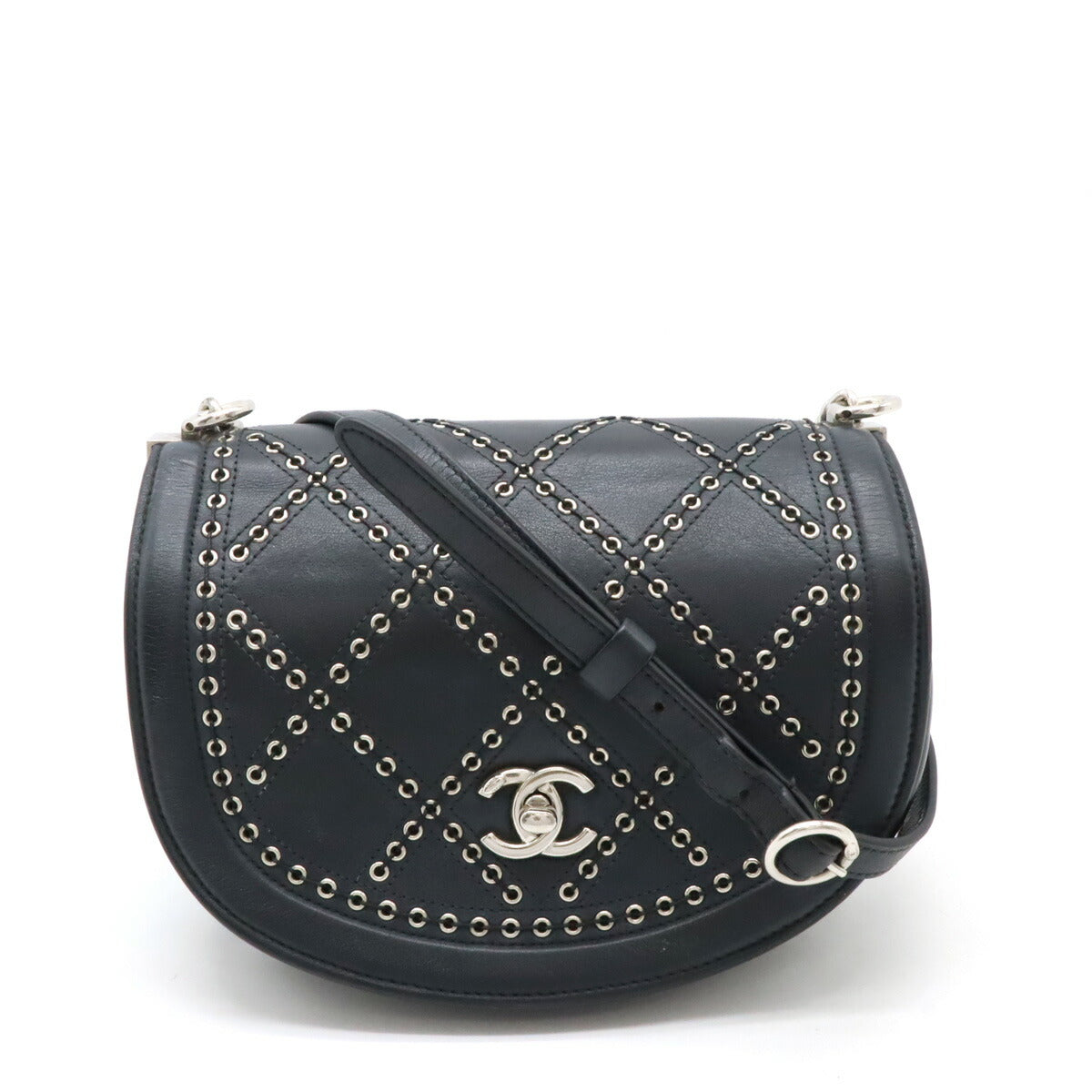 Chanel Leather Coco Eyelet Coco Mark Round Mini Chain Shoulder Bag A69993