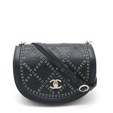 Chanel Leather Coco Eyelet Coco Mark Round Mini Chain Shoulder Bag A69993