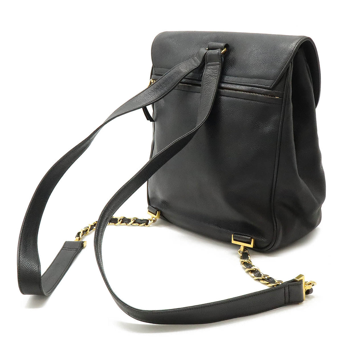 Chanel Caviar Skin Coco Ball Coco Mark Drawstring Backpack Leather Black