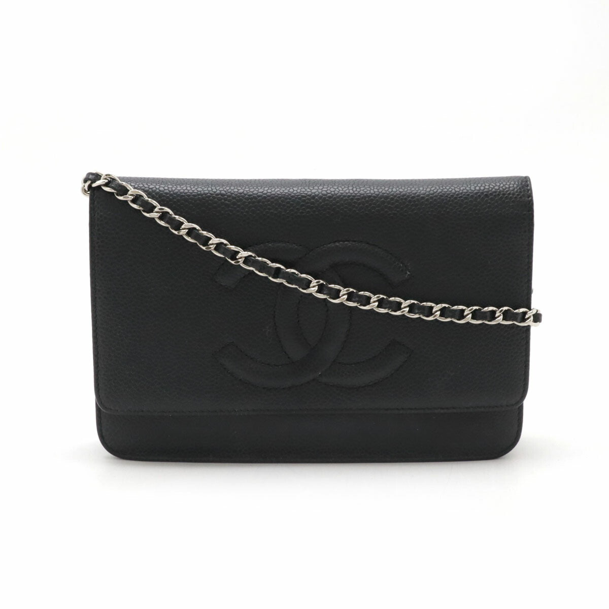 Chanel Caviar Skin Coco Mark Chain Wallet A48654