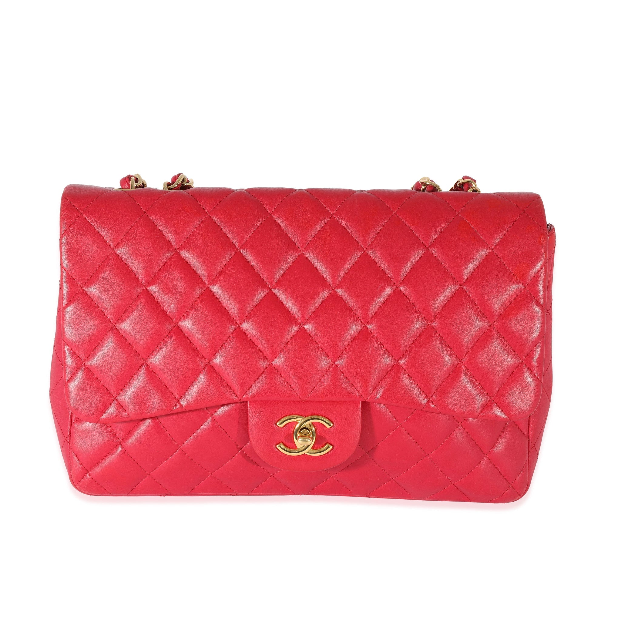 Top Quality Chanel Dark Pink Lambskin Jumbo Single New Bag