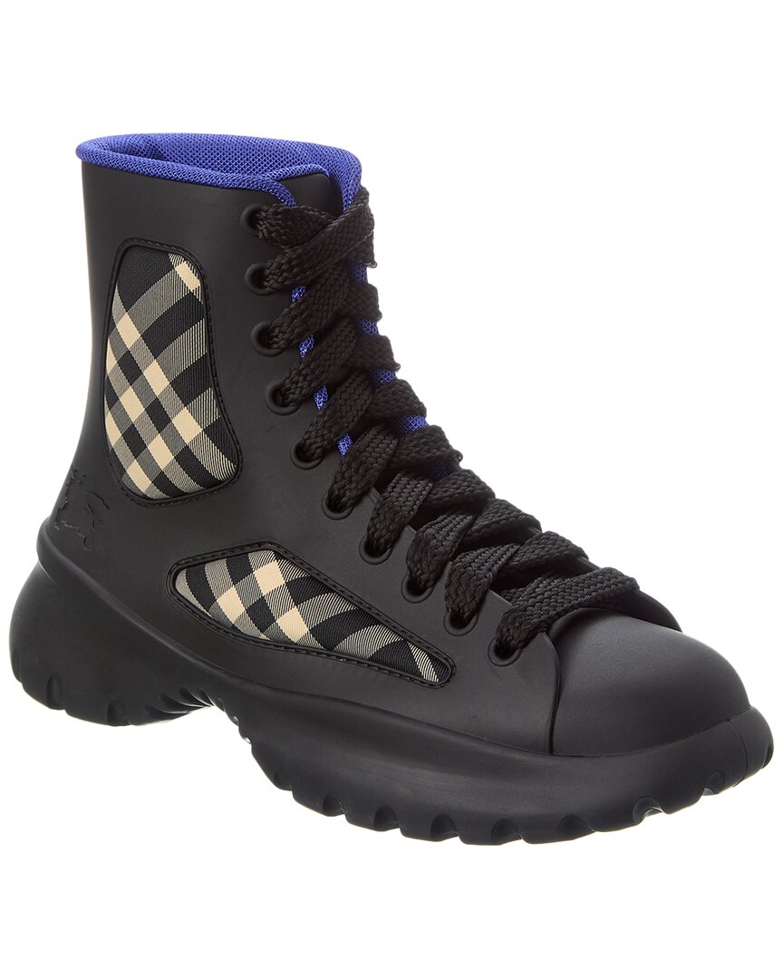 Burberry Boulder Lace-Up Rubber & Canvas Boot