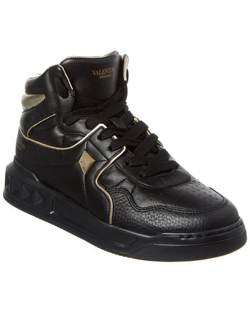 Valentino Roman Stud Leather High-Top Sneaker