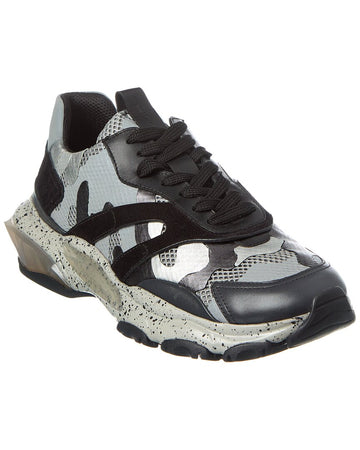 Valentino Camo Mesh & Leather Sneaker