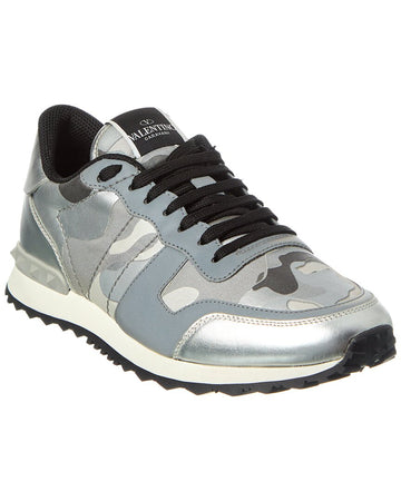 Valentino Camo Canvas & Leather Sneaker