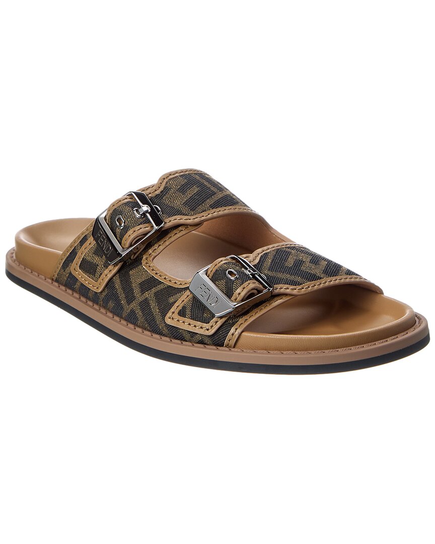 Fendi Ff Canvas & Leather Sandal