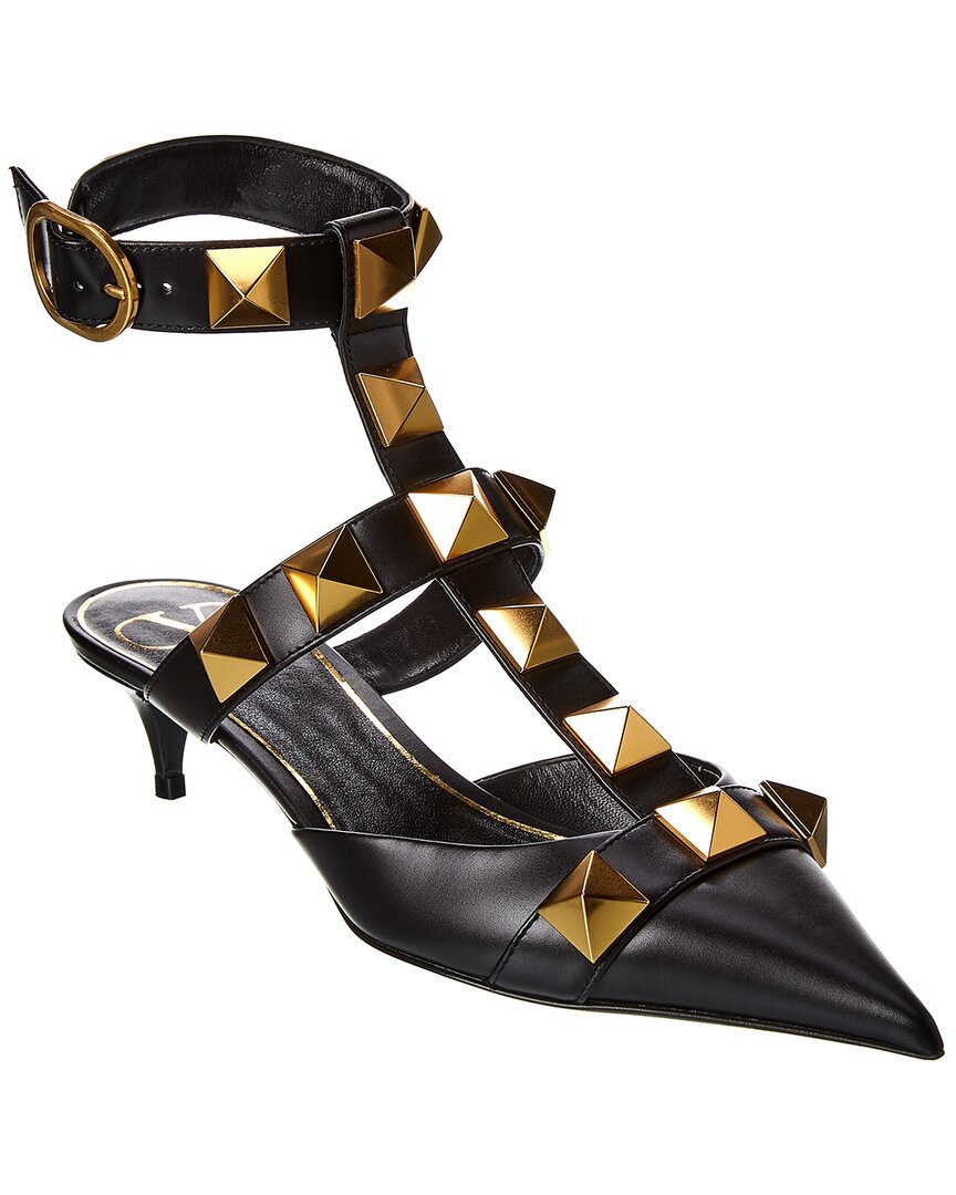 Valentino Roman Stud 40 Leather Ankle Strap Pump