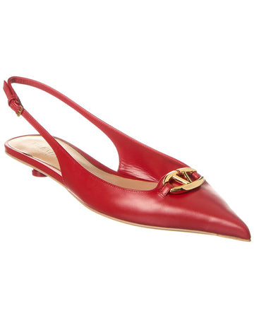 Valentino Vlogo Signature Leather Slingback Pump