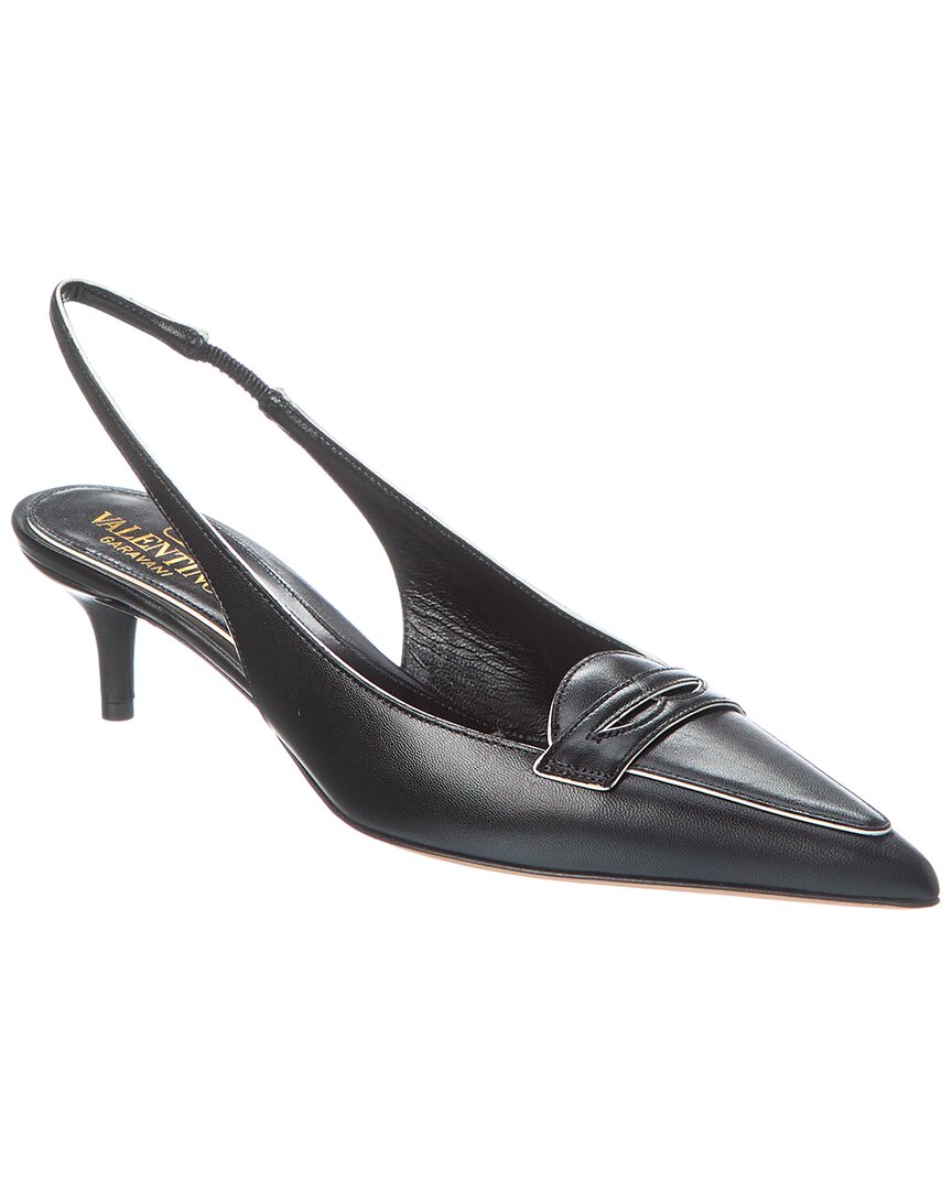 Valentino Capretto 50 Bicolor Leather Loafer Slingback Pump