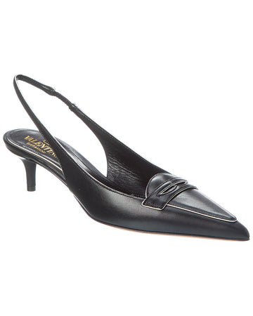 Valentino Capretto 50 Bicolor Leather Loafer Slingback Pump