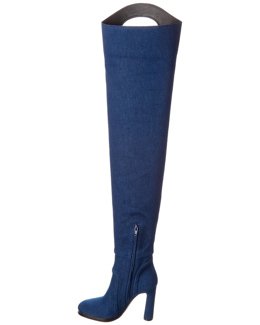 Burberry Wader Porthole Detail Topstitched Denim Boot