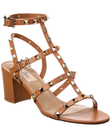 Valentino Rockstud Caged 60 Leather Ankle Strap Sandal