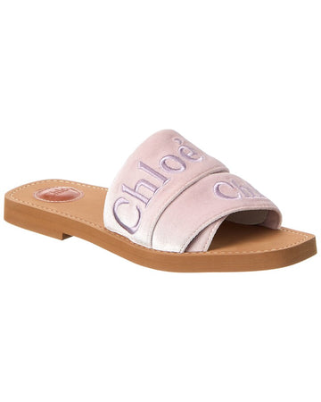 Chloé Woody Velvet Slide