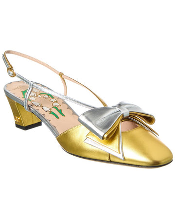 Valentino Bow 45 Leather Slingback Pump