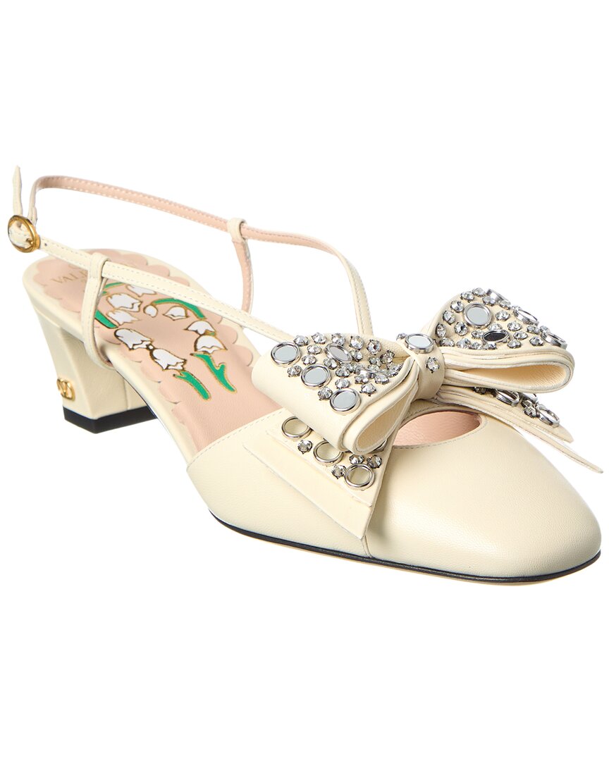 Valentino Bow 45 Leather Slingback Pump