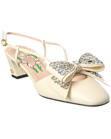 Valentino Bow 45 Leather Slingback Pump