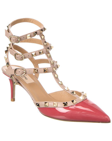 Valentino Rockstud Caged 65 Patent Ankle Strap Pump