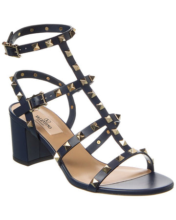 Valentino Rockstud Caged 60 Leather Ankle Strap Sandal
