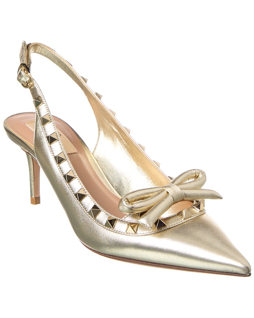 Valentino Rockstud Bow 60 Leather Slingback Pump