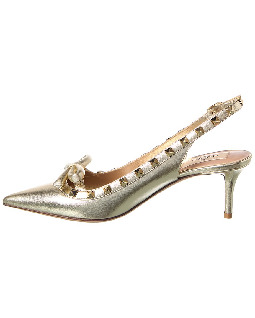 Valentino Rockstud Bow 60 Leather Slingback Pump