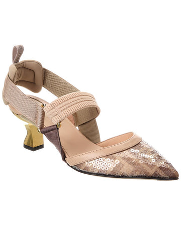 Fendi Colibri Sequin Mesh Slingback Pump