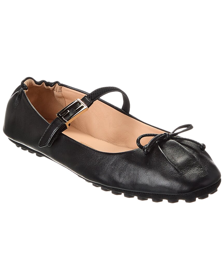 Fendi Baguette Leather Ballet Flat