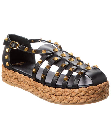 Valentino Rockstud 30 Leather Platform Sandal