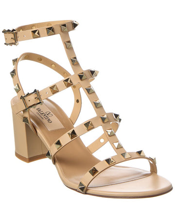 Valentino Rockstud Caged 60 Leather Ankle Strap Sandal