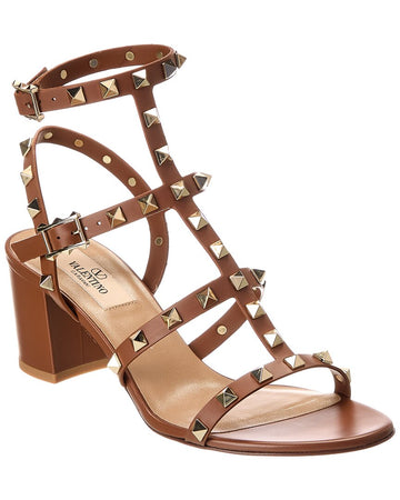 Valentino Rockstud Caged 60 Leather Ankle Strap Sandal