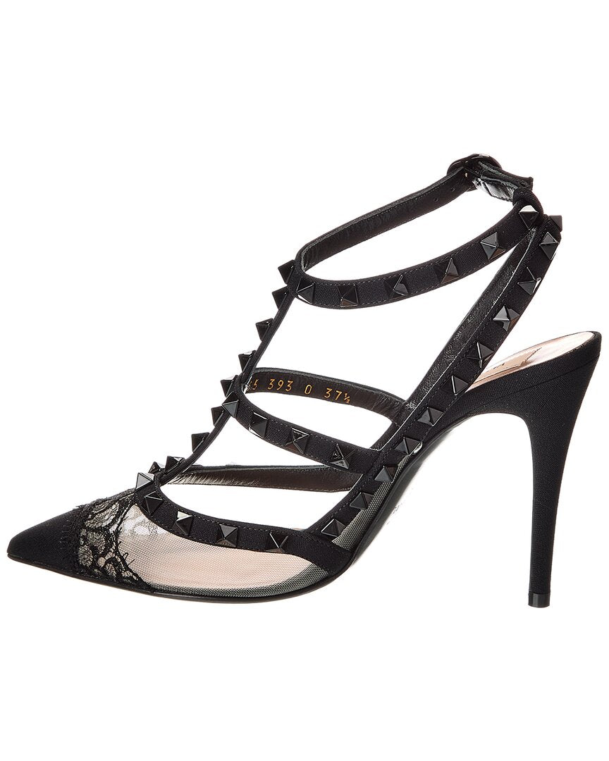 Valentino Rockstud Caged 100 Canvas & Mesh Pump